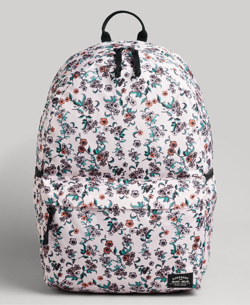 bedrukte montana-rugzak met roze bloemenprint