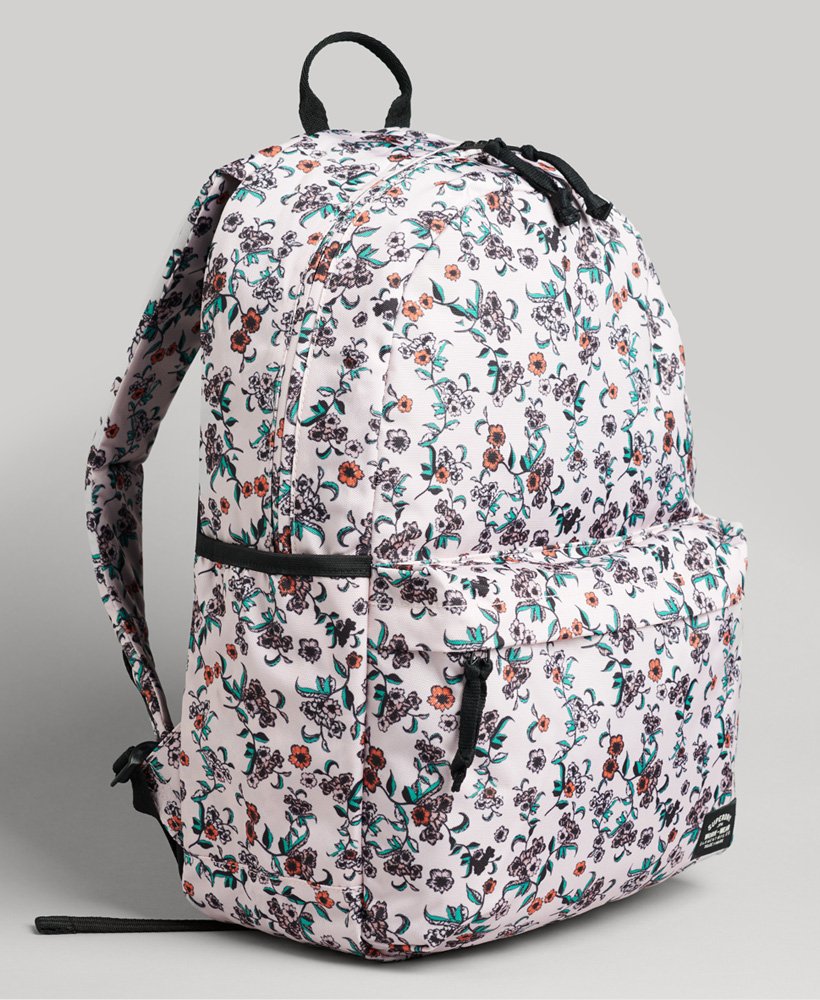 bedrukte montana-rugzak met roze bloemenprint