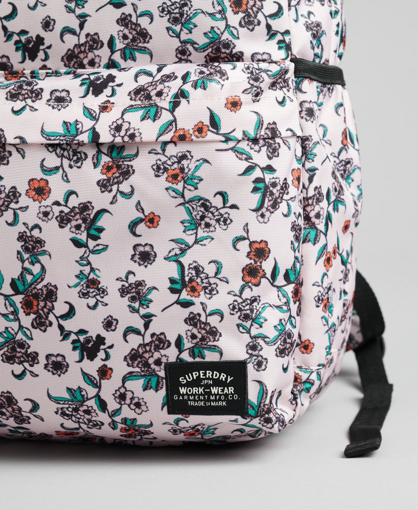 bedrukte montana-rugzak met roze bloemenprint