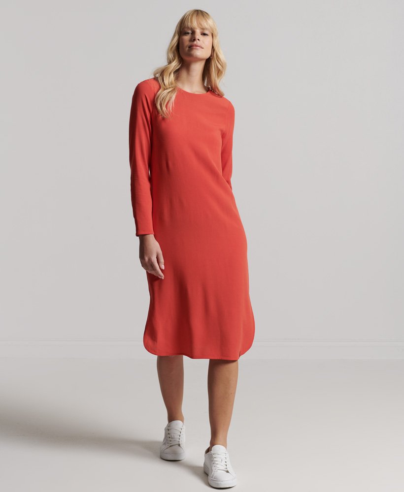 studios midi-jurk met lange mouwen in de kleur pureed pumpkin