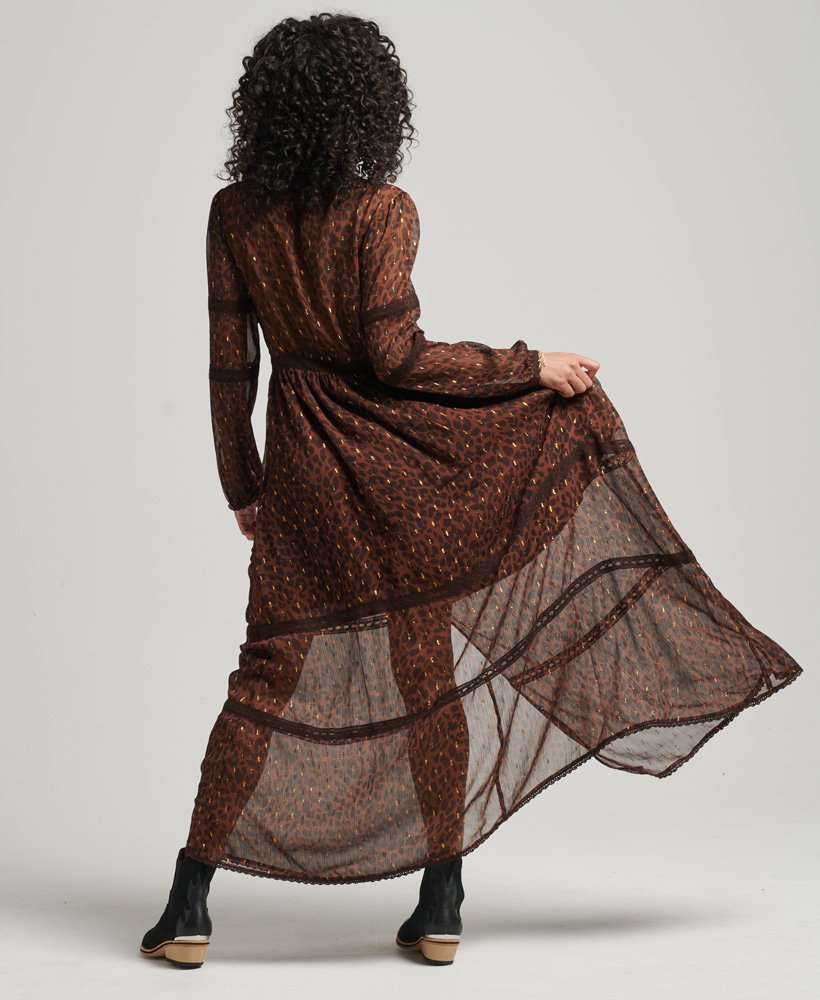geweven maxi-jurk met luipaardprint