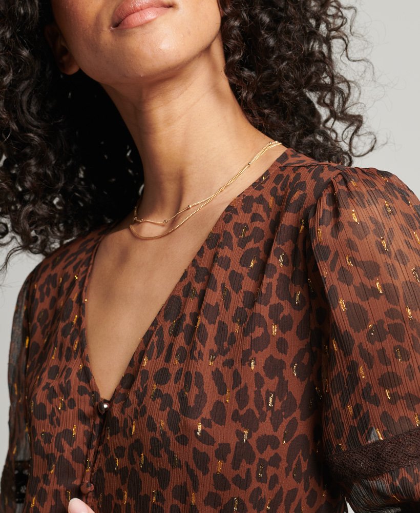 geweven maxi-jurk met luipaardprint
