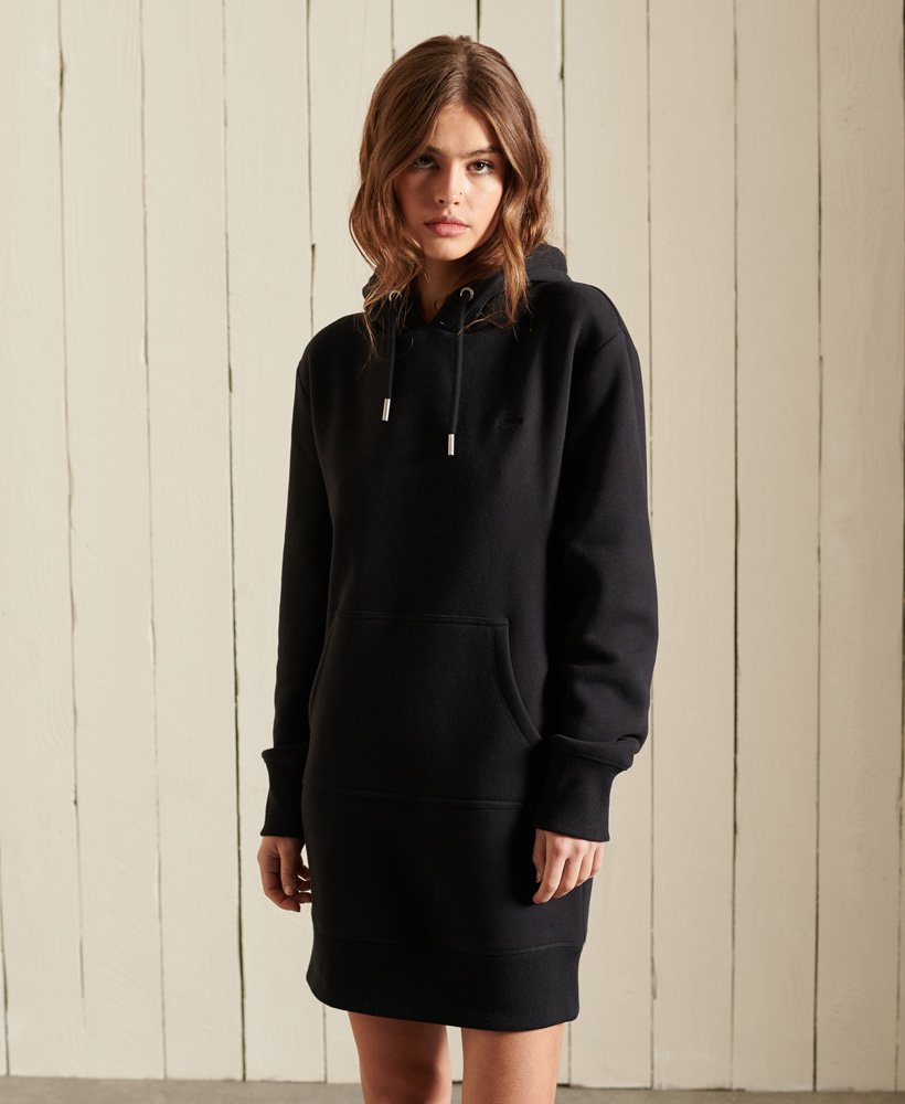 hoodiejurk met vintage logo en borduurwerk in zwart