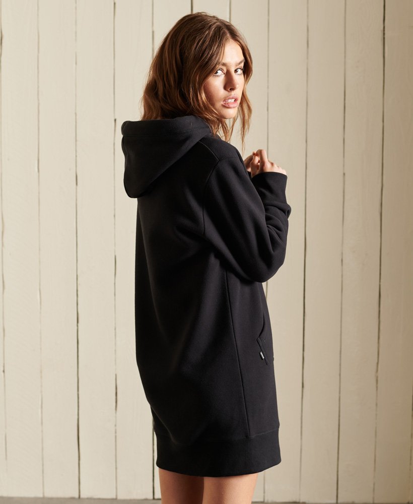 hoodiejurk met vintage logo en borduurwerk in zwart