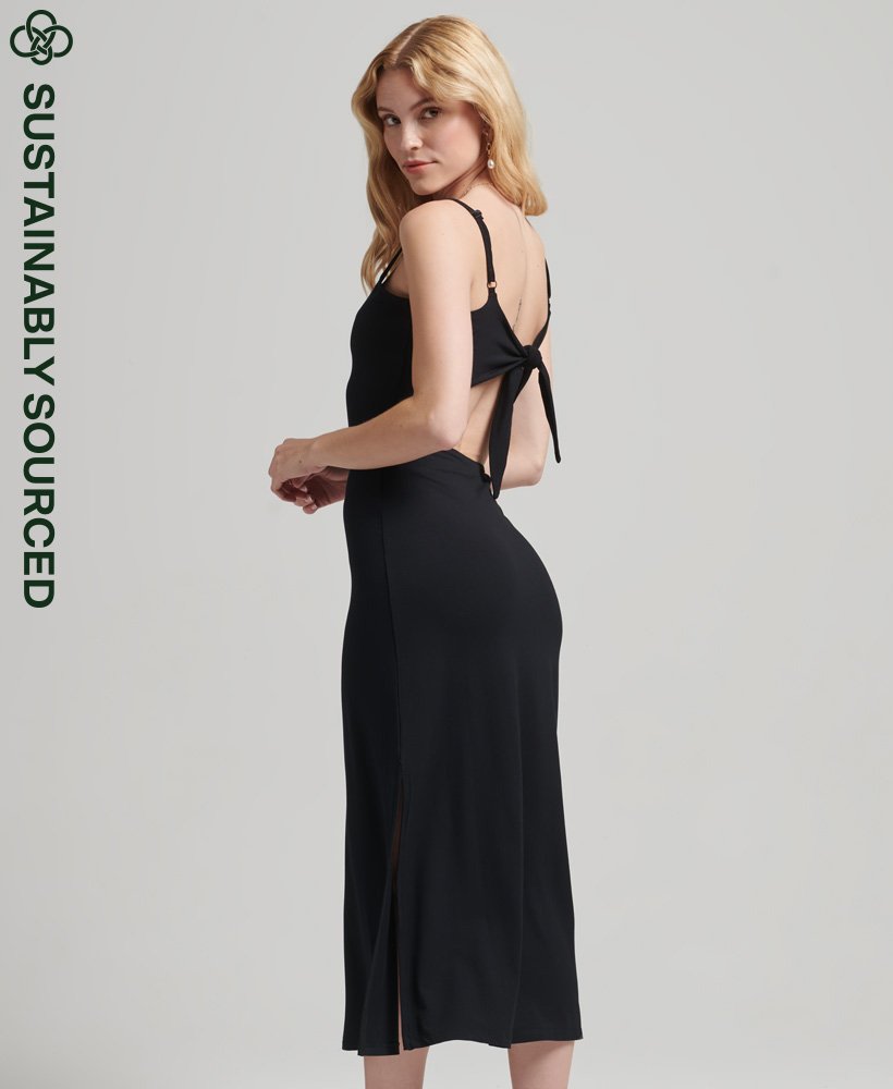 jurk van jersey met open rug in zwart