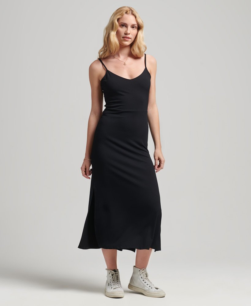 jurk van jersey met open rug in zwart