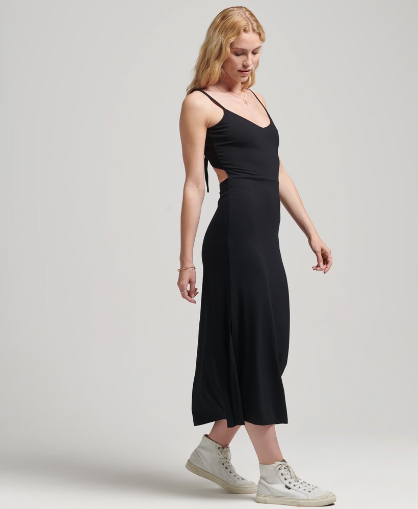 jurk van jersey met open rug in zwart