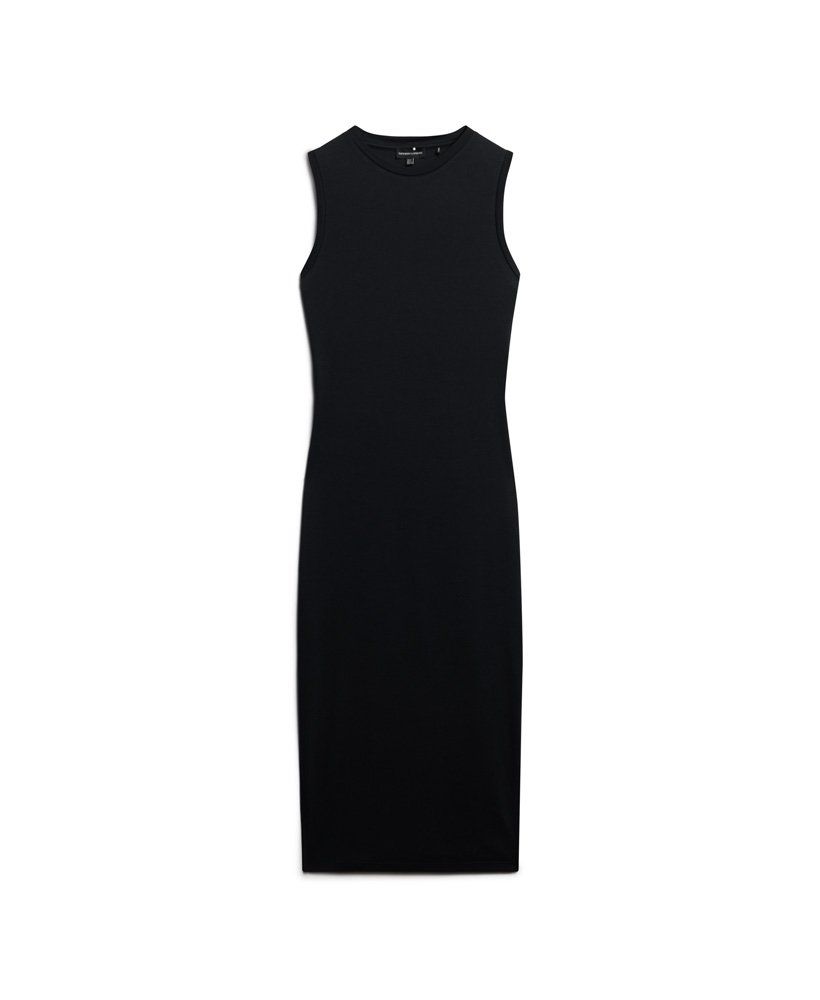 jersey midi-jurk met detail op de rug in zwart