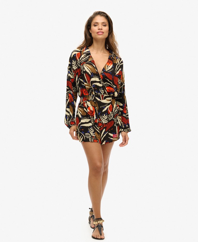 vintage strandjumpsuit met i see you-print.