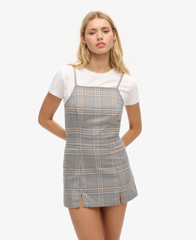vintage geruite cami-minijurk in klassiek ruitpatroon