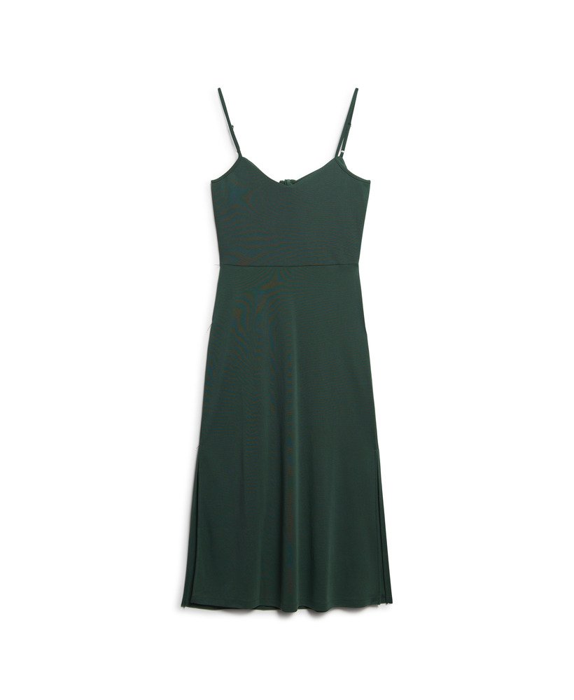 jersey jurk met open rug in bosgroen