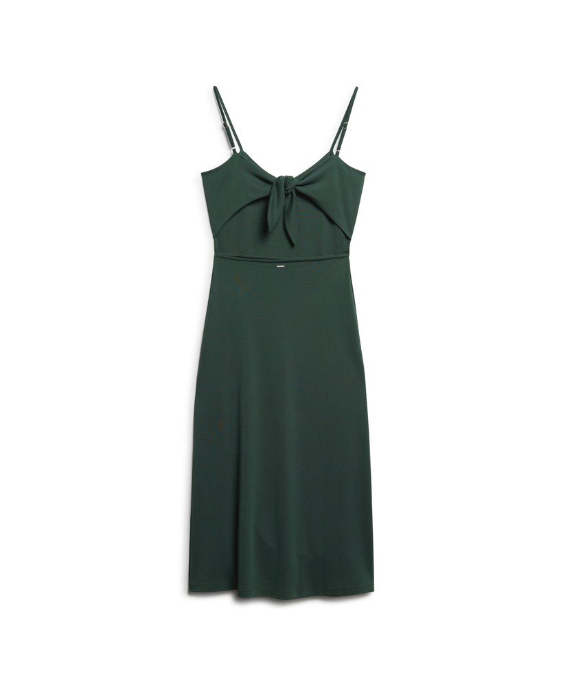 jersey jurk met open rug in bosgroen
