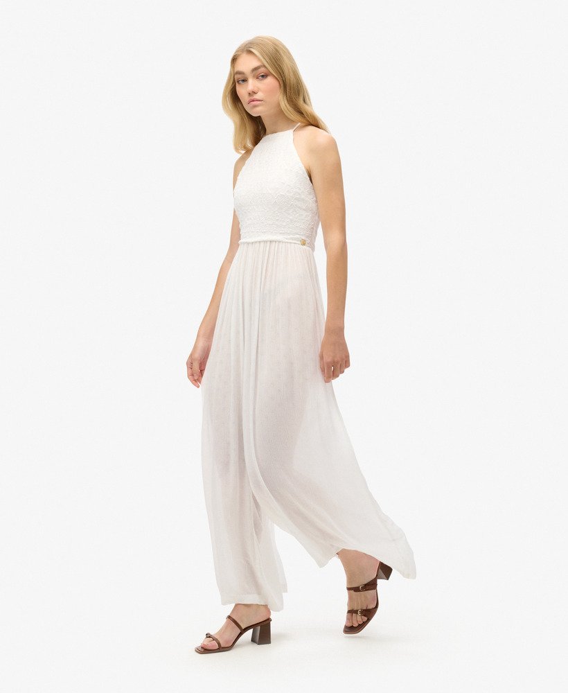 geborduurde jumpsuit in gebroken wit.