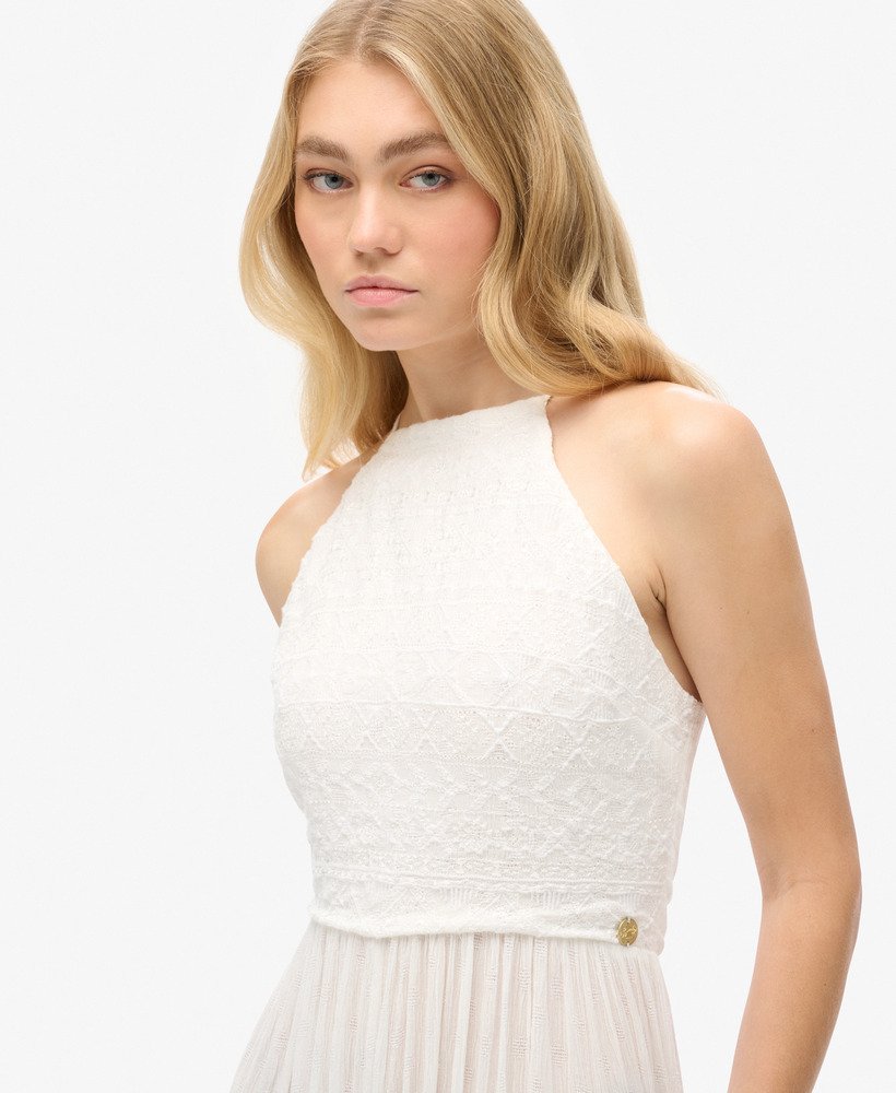 geborduurde jumpsuit in gebroken wit.