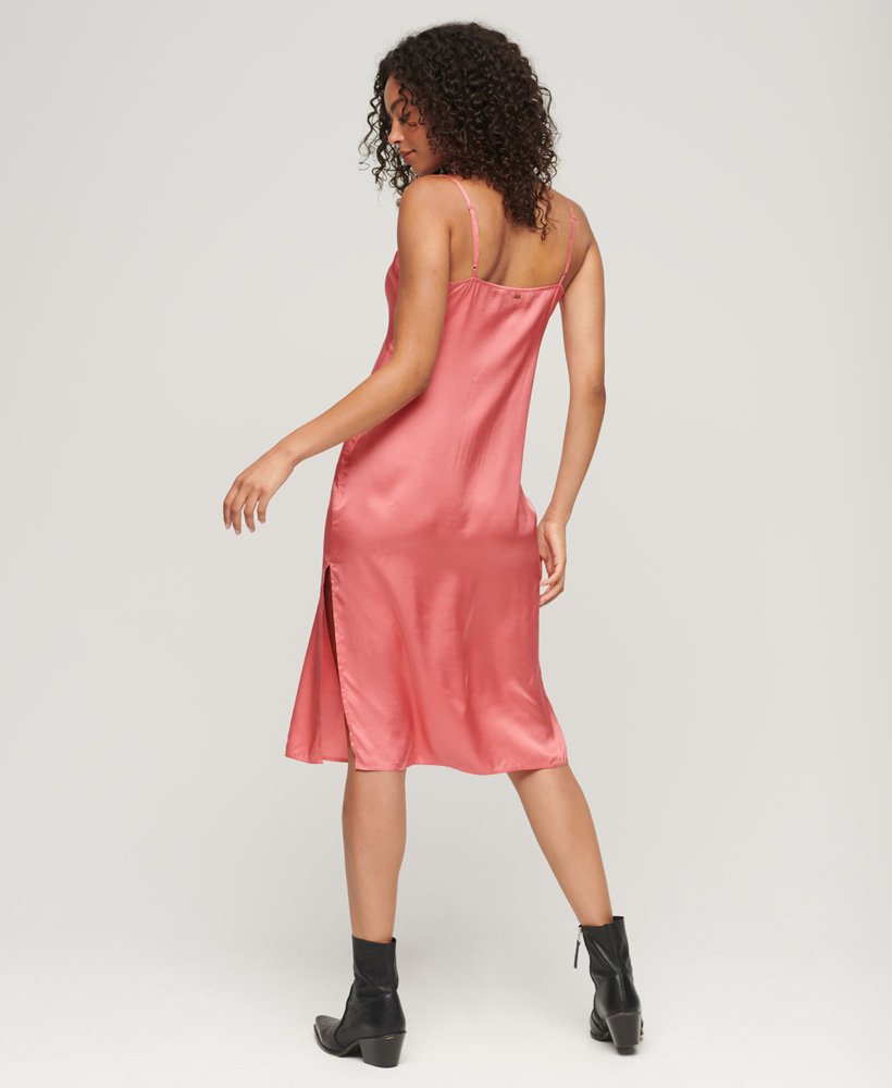 satijnen cami midi-jurk in mauve glow roze