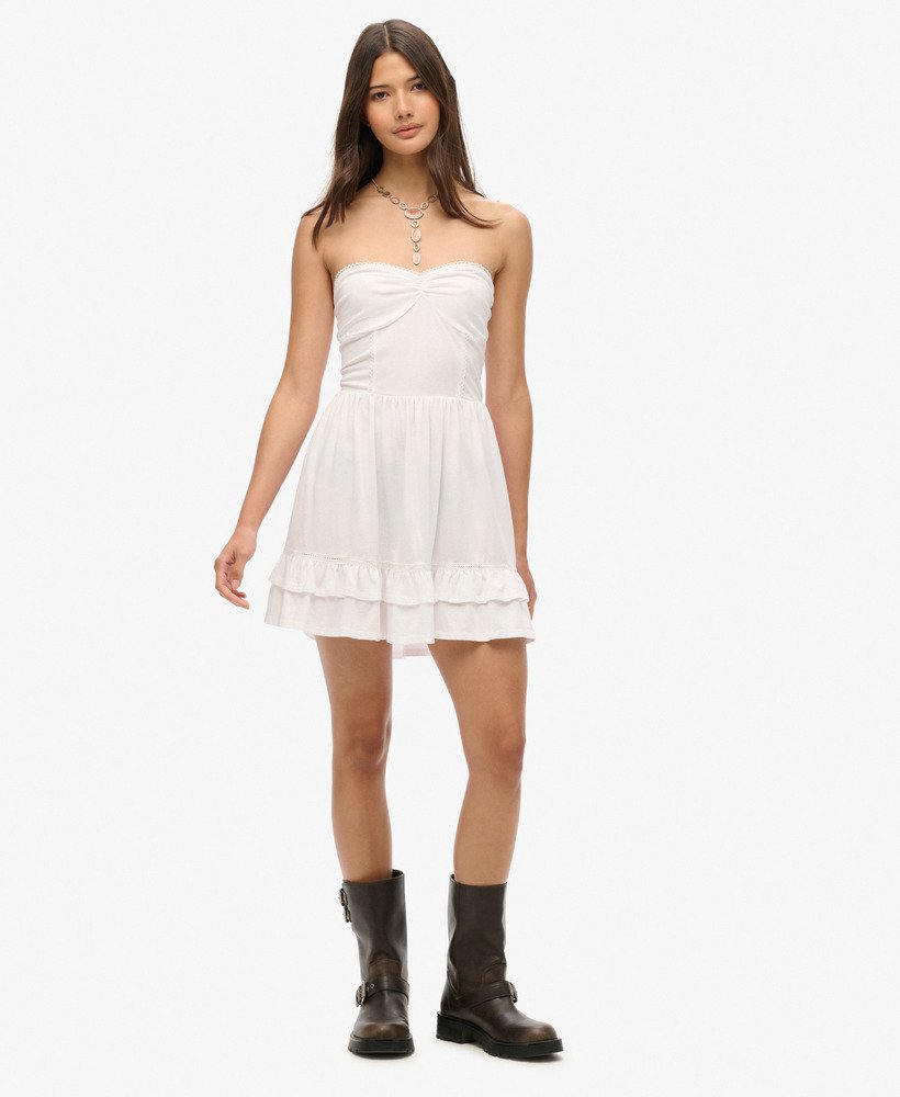 mini-jurk met kanten bandeau uit de jaren 50 in optic
