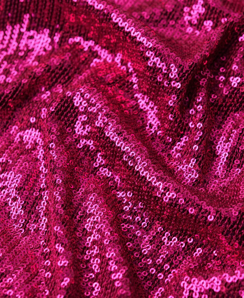 halterjurk met pailletten in magenta roze
