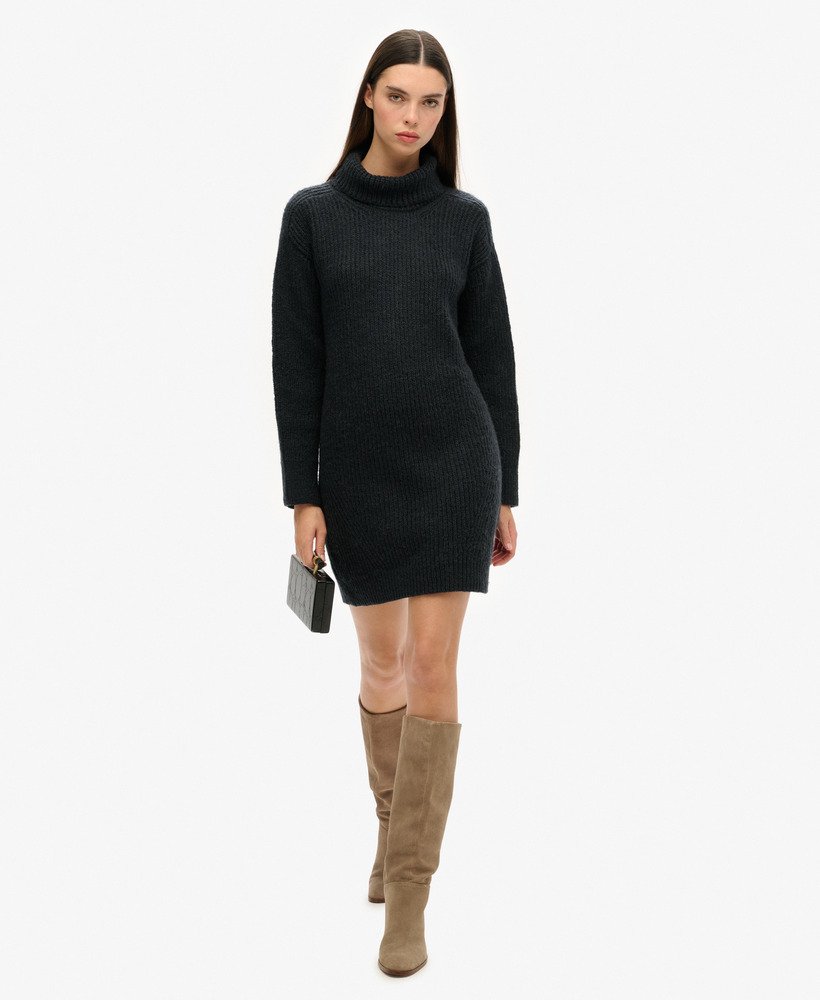 gebreide coltrui-jurk in eclipse navy