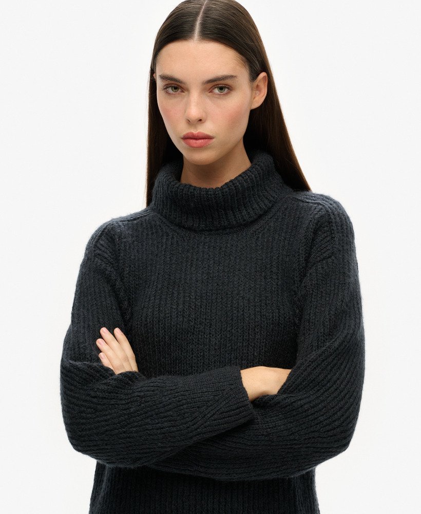 gebreide coltrui-jurk in eclipse navy
