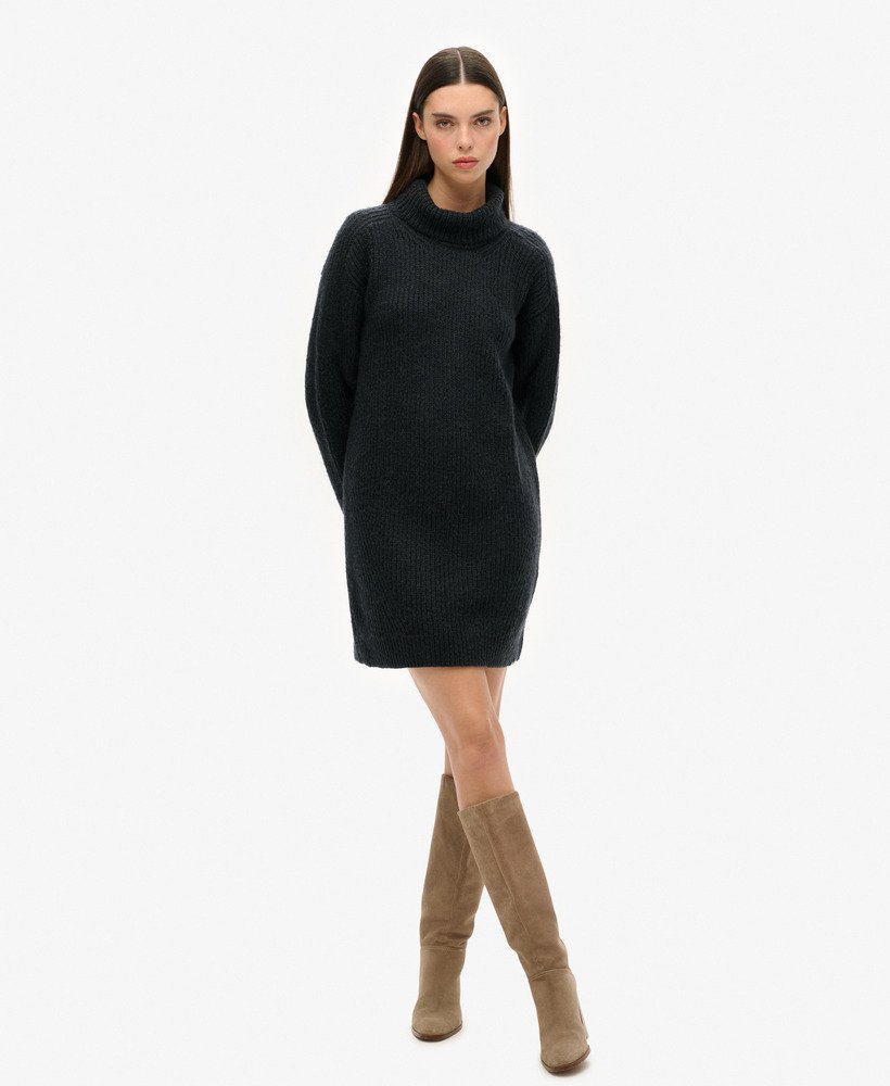 gebreide coltrui-jurk in eclipse navy