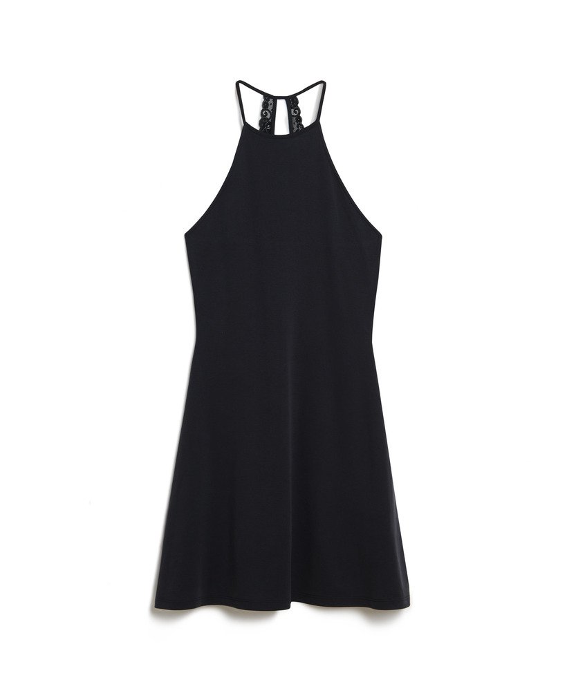mini jersey fit-and-flare jurk in zwart