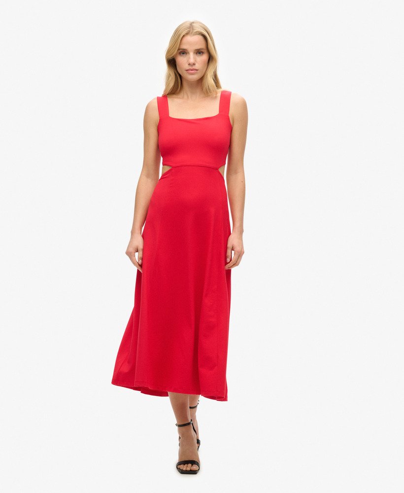 jersey midi-jurk met uitsnijdingen in optickelly