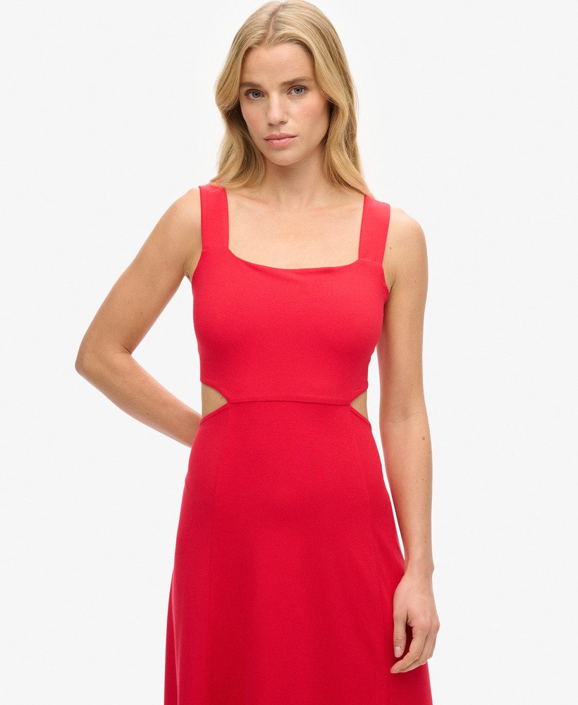 jersey midi-jurk met uitsnijdingen in optickelly
