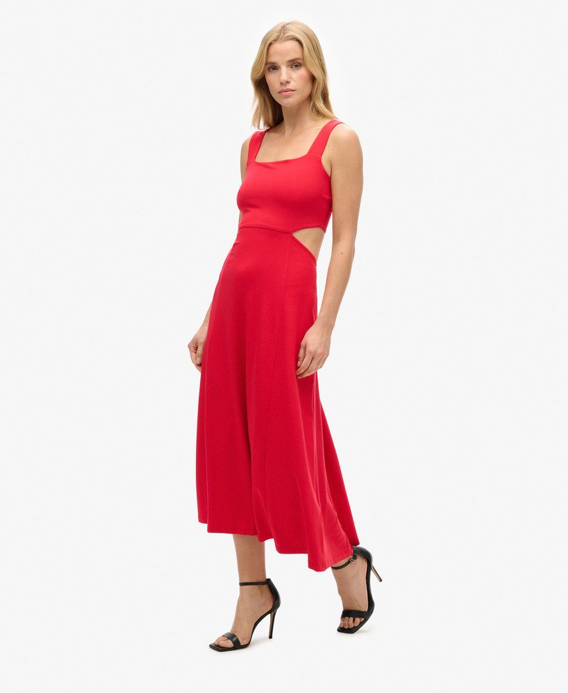 jersey midi-jurk met uitsnijdingen in optickelly