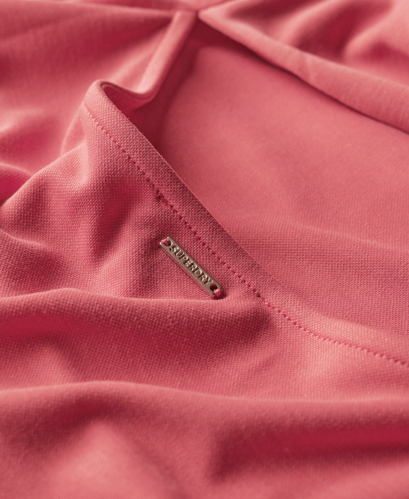 jersey midi-jurk met gedraaide rug in woestijnroze