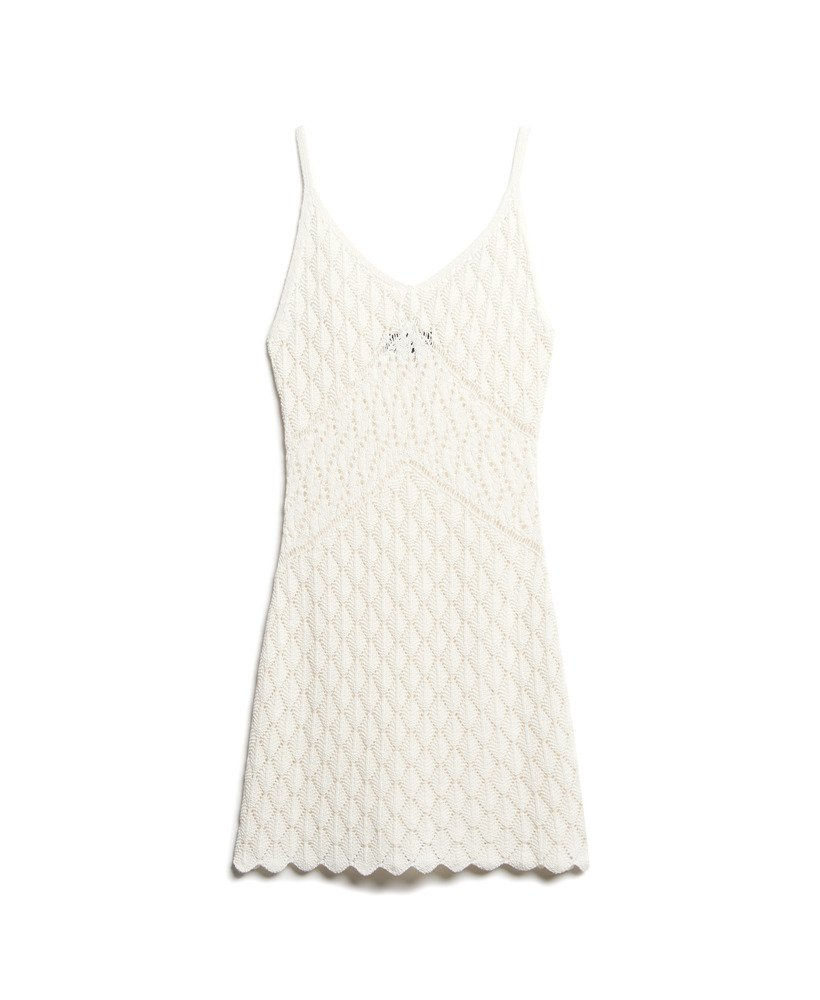 gehaakte cami-minijurk in gebroken wit desert bone
