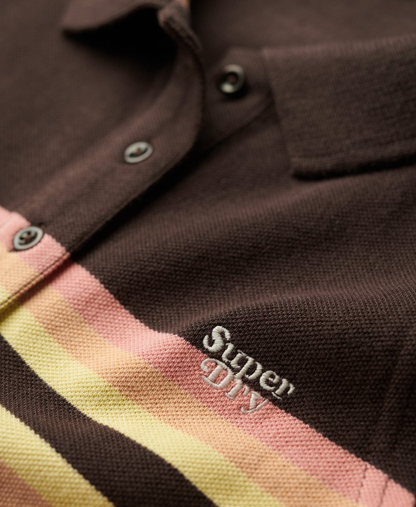 jersey polo minijurk in donkerbruin