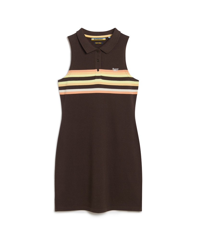 jersey polo minijurk in donkerbruin