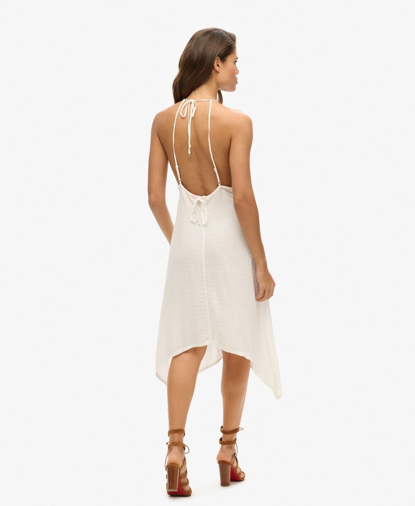 ibiza halter midi-jurk in gebroken wit