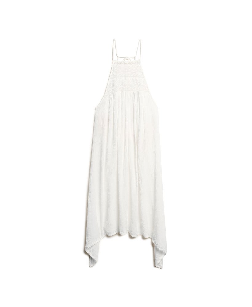 ibiza halter midi-jurk in gebroken wit
