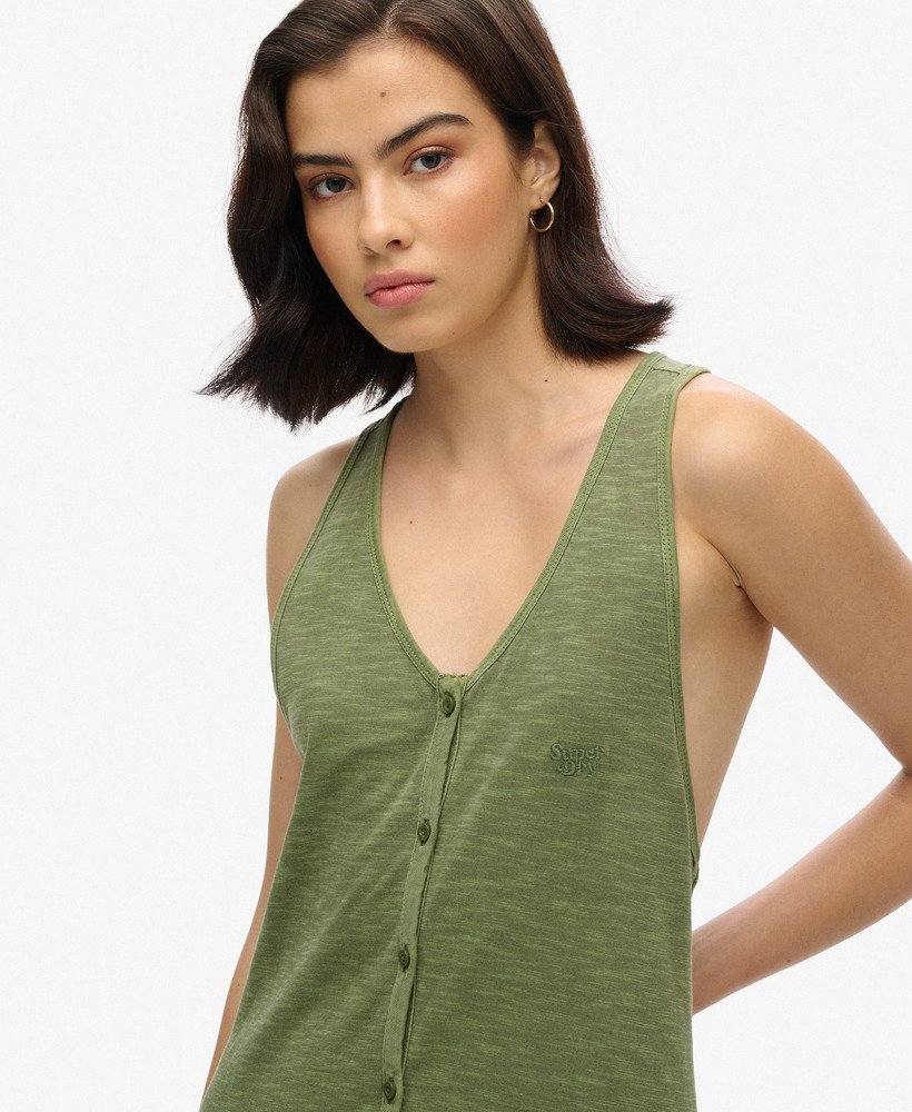 strandjersey vest midi-jurk in olijfgroen kaki