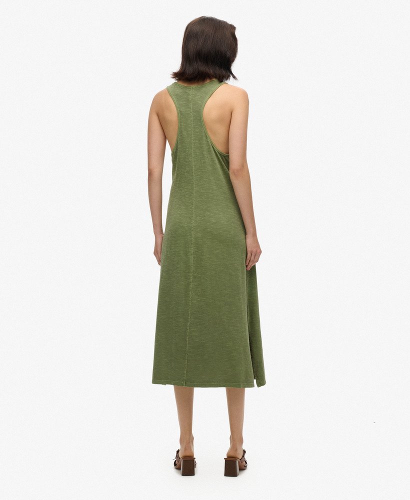 strandjersey vest midi-jurk in olijfgroen kaki