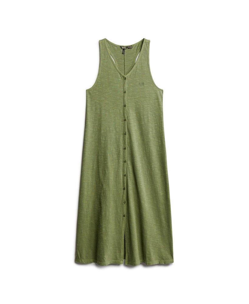 strandjersey vest midi-jurk in olijfgroen kaki