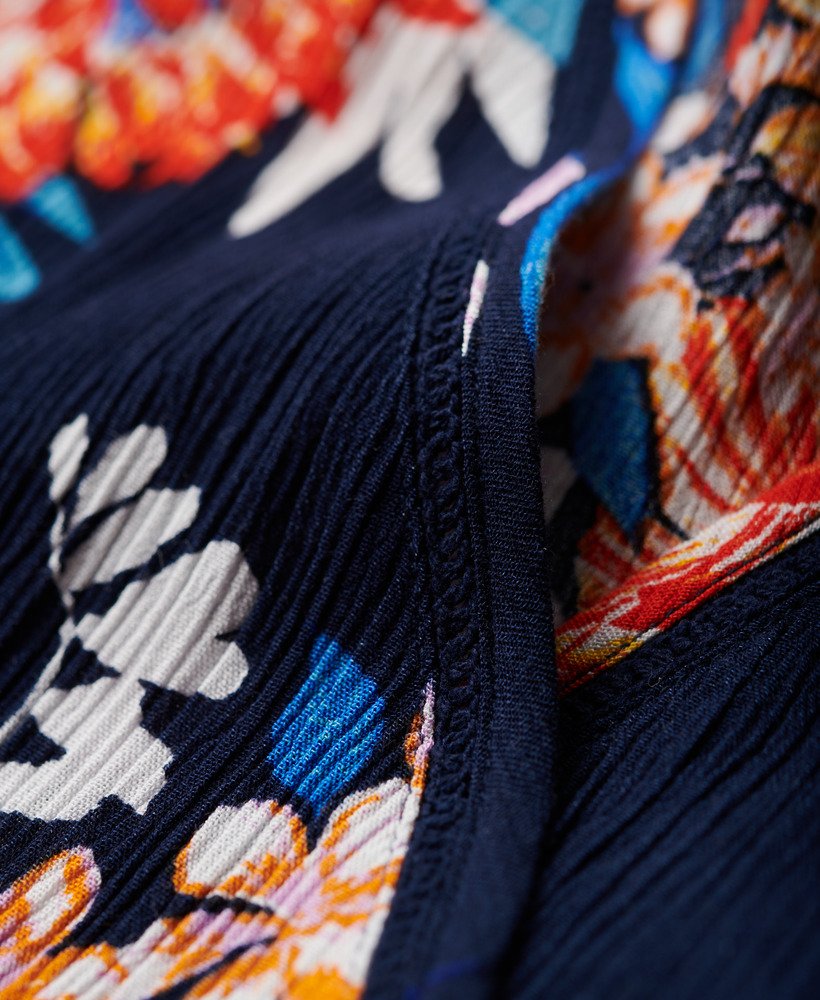 bedrukte mini-wikkeljurk in anemore navy