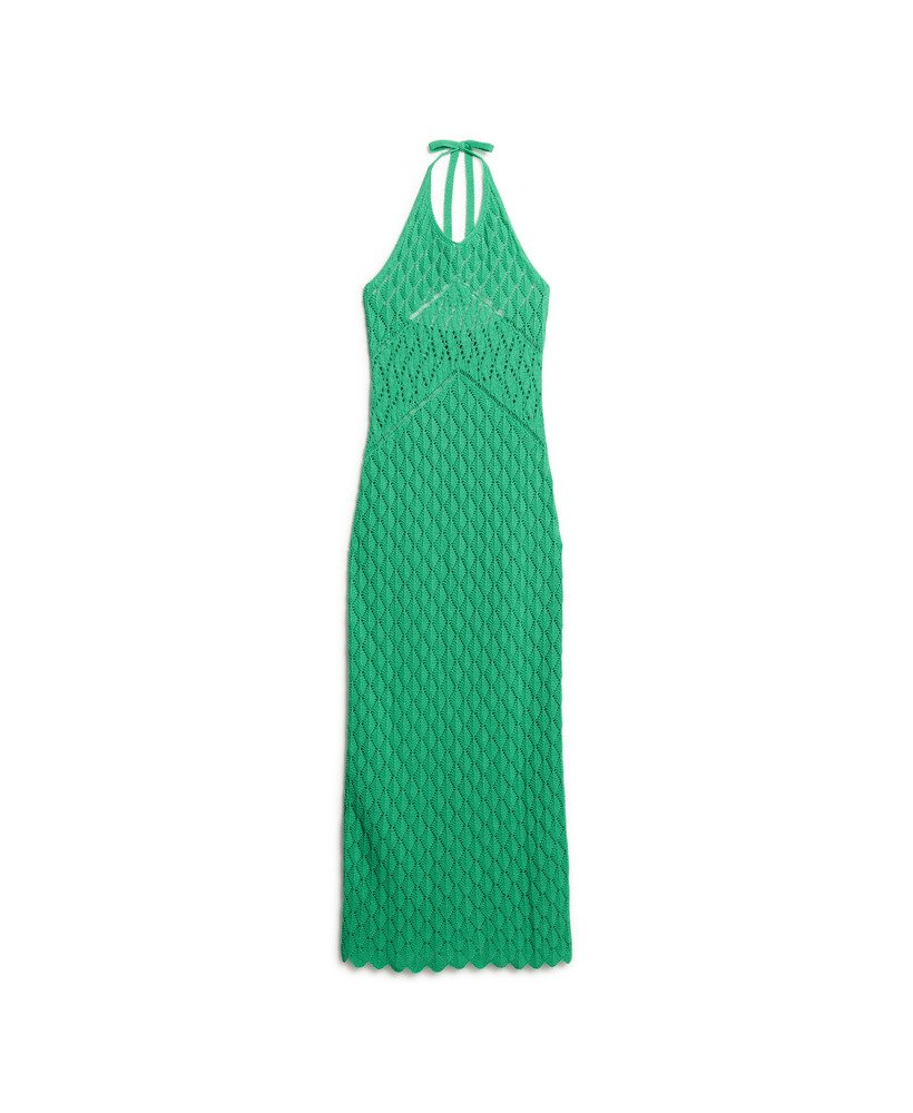 gehaakte halter maxi-jurk in kelly green