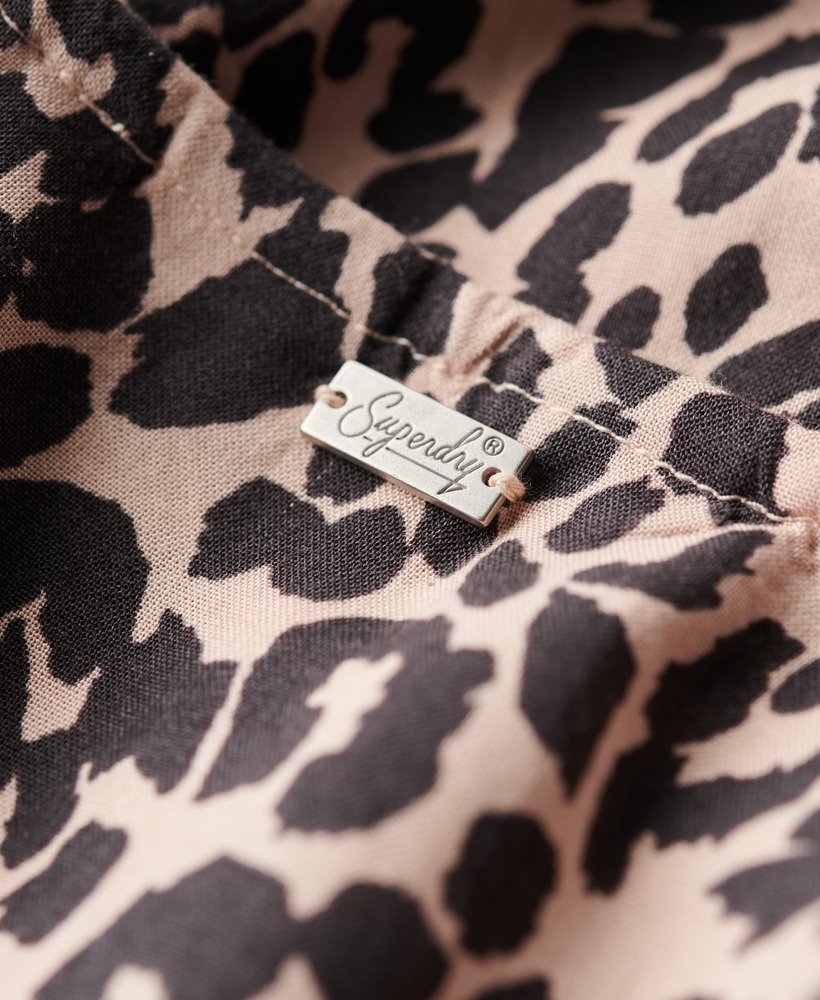 bedrukte cami-jurk met knoopsluiting in roze met dierenprint
