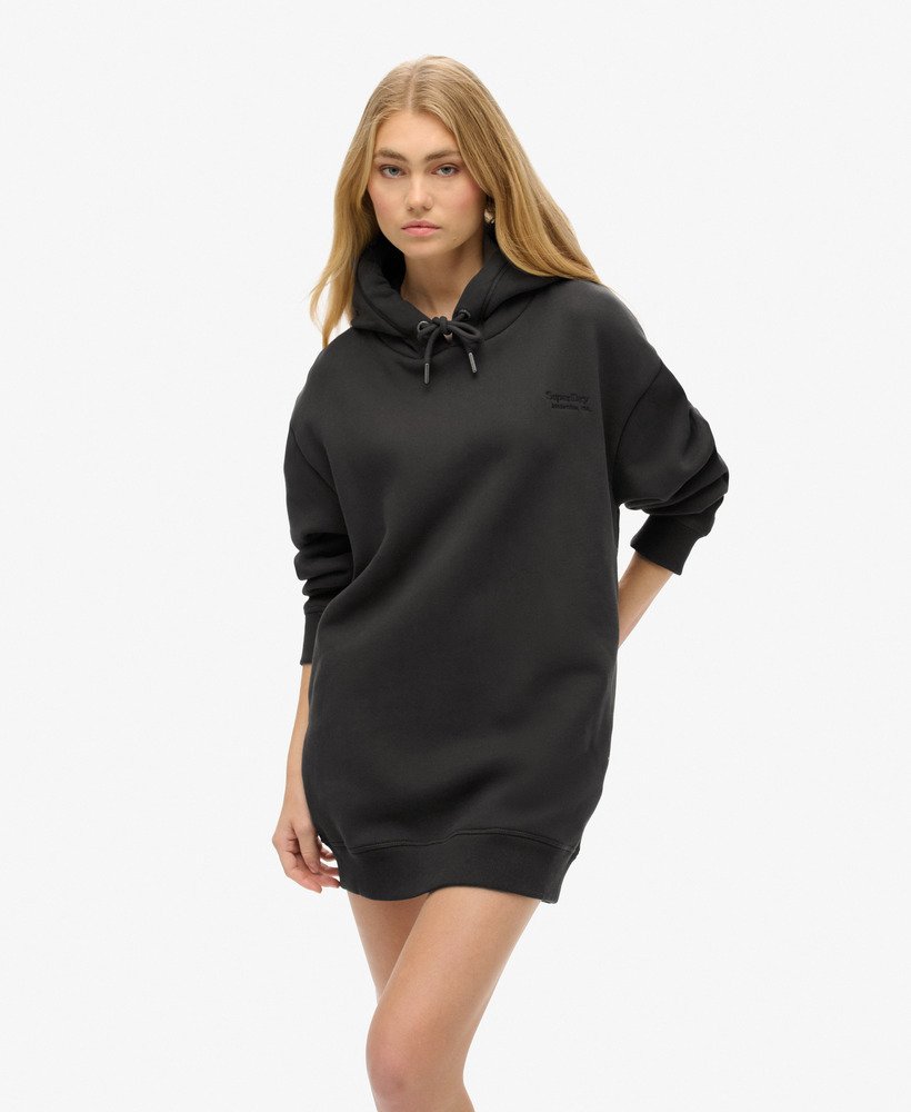 essentiële hoodie-jurk in bison black