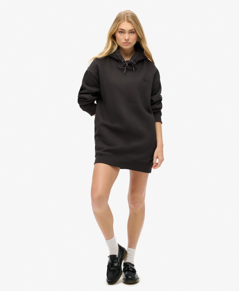 essentiële hoodie-jurk in bison black