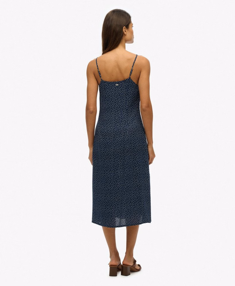 Bedrukte cami midi-jurk met knoopsluiting