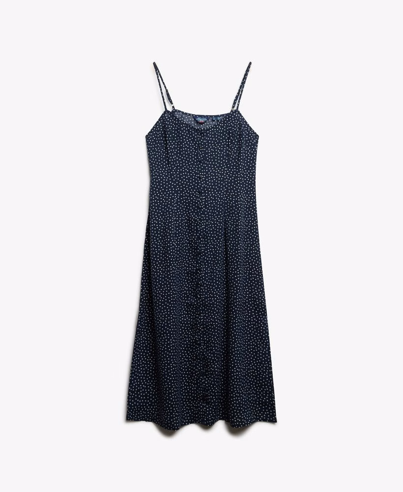 Bedrukte cami midi-jurk met knoopsluiting