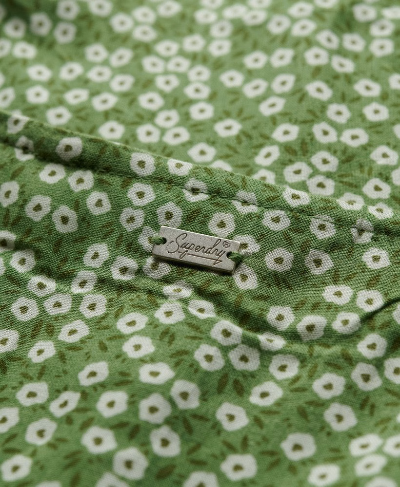 Bedrukte cami midi-jurk met knoopsluiting