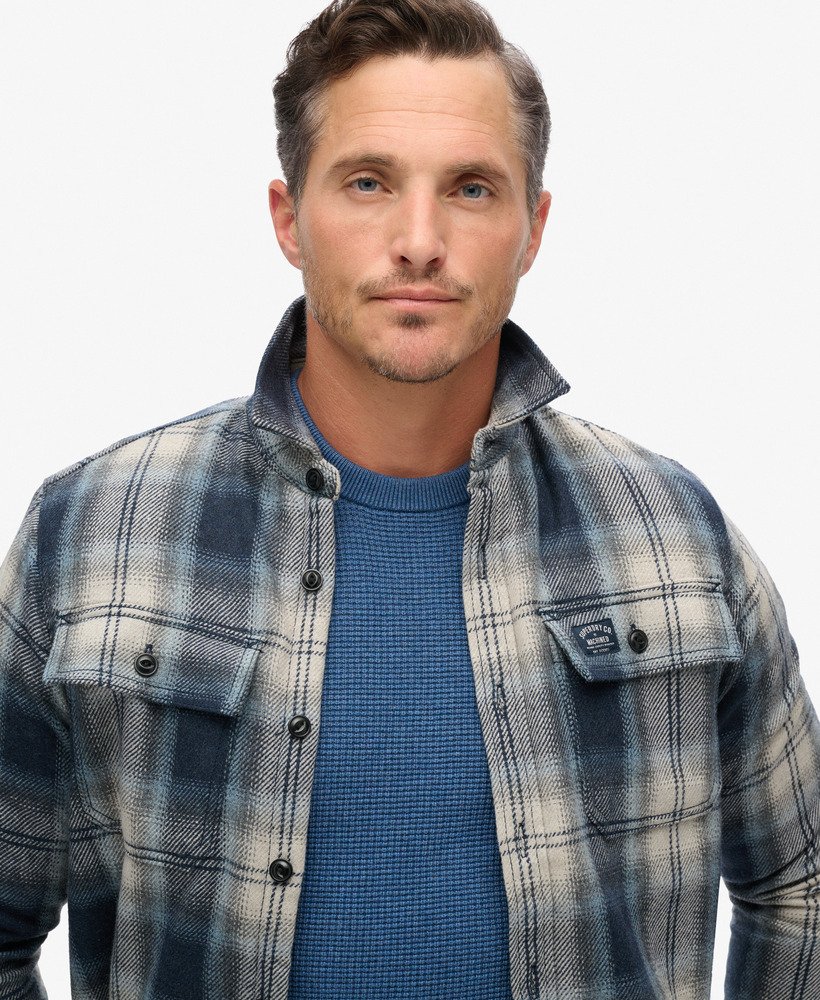 wool miller overshirt in roderick check donkerblauw
