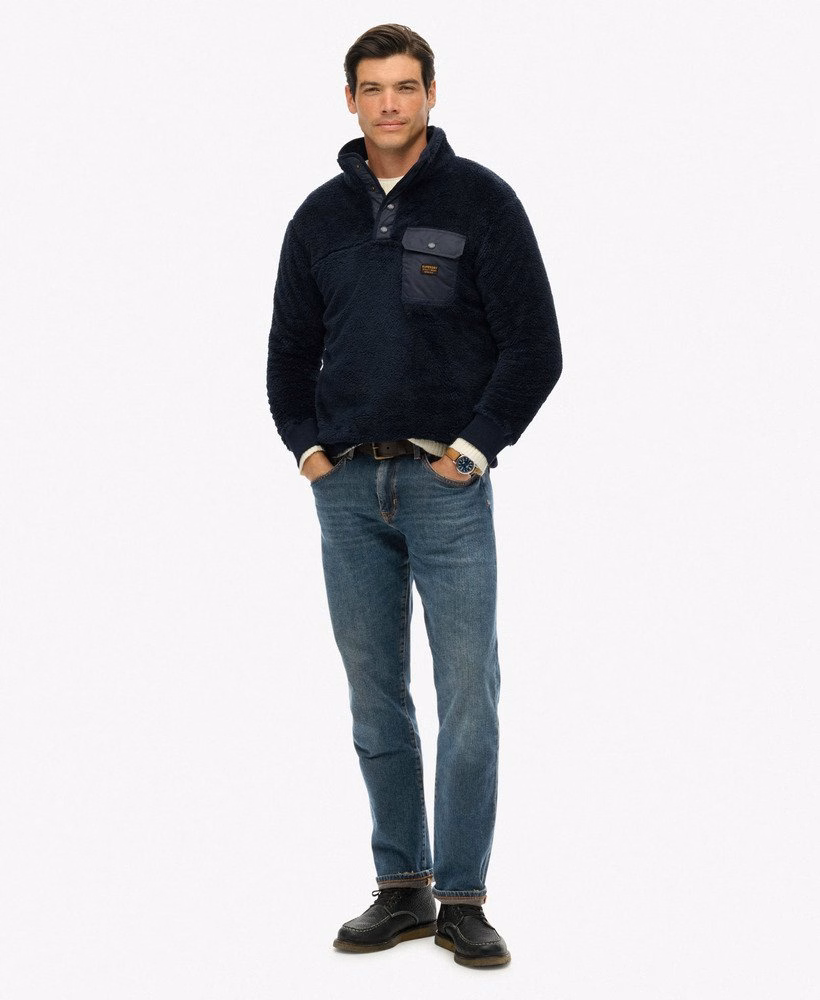 Henley-trui van hoogpolig fleece