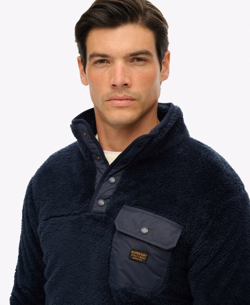 Henley-trui van hoogpolig fleece