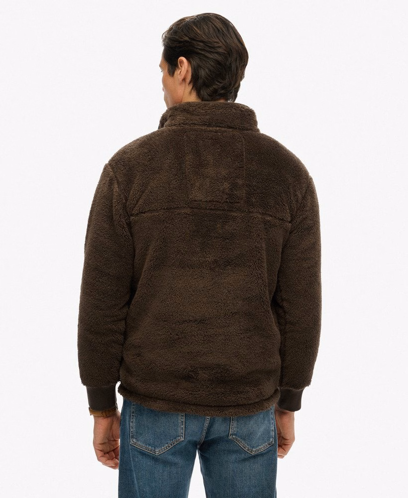 Henley-trui van hoogpolig fleece