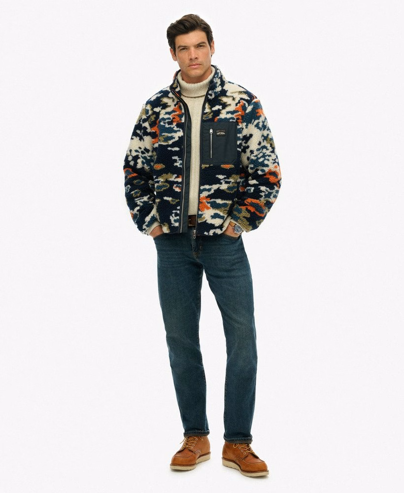 Fleece met print en ritssluiting